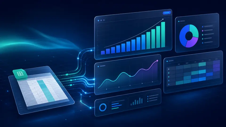 Smart Report Excel analysis with a chart, KPI cards, and data table
